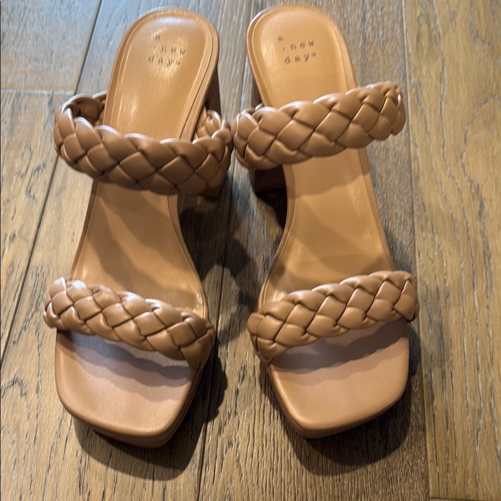 A New Day Tan Braided Sandals with Textured Straps
